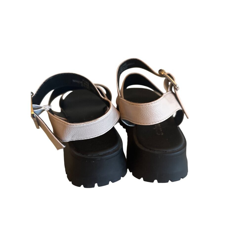Schuh Vegan Friendly Womens Platform Sandals White With Buckle Straps Size 9 - Picture 3 of 7